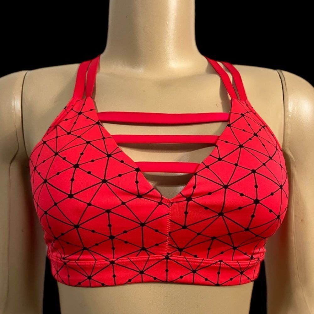 Victoria’s Secret Sport Wet Look Sexy Strappy Front Sports Bra Red Small